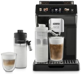 Espressor automat DeLonghi Eletta Explore ECAM450.65.G, 1450W, 19 bar, 1.8l, Wi-Fi, Touch TFT display, LatteCrema hot/cool, Twin Shot, To-Go, Cafea boabe, Negru/Gri