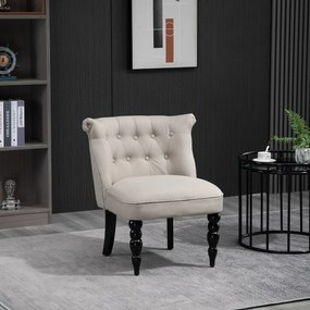 HOMCOM Fotoliu Relax Vintage Fotoliu de Relaxare Fotoliu Tapițat Fotoliu de Mese Sală de Mese În Acoperire de In Cadru de Lemn Bej+Negru 67 x 67 x 78 cm | Aosom Romania