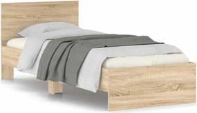 vidaXL Cadru de pat fără saltea, cu tăblie, stejar sonoma, 90x190 cm
