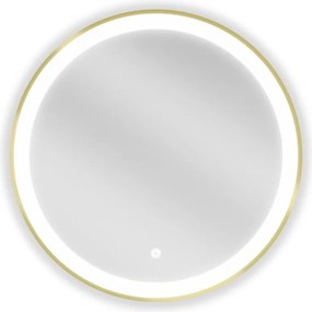 Mexen Esso oglindă de baie iluminată, rotundă 60 cm, LED 6000K, anti-ceață, ramă aurie - 9825-060-060-611-50