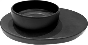 Set 48 Piese Sushi Vulcano ( 24 Platouri Sushi + 24 Boluri Vulcano) Glazura Negru Mat Carbon