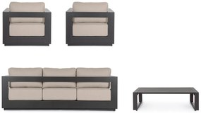 Set mobilier de gradina, 4 piese, metal / textil, antracit / bej, Moses Bizzotto