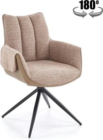 Scaun K579, maro/negru, stofa clasica/piele ecologica/otel, 65x64x87 c