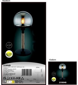 Veioza/Lampa de masa design modern HAKU negru/lemn/fumuriu