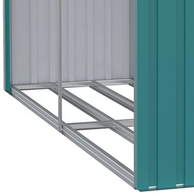 Outsunny Magazie de Depozitare a Buștenilor, Casă pentru Lemne de Foc din Otel Galvanizat cu Podea Înălțată, 240x86x160 cm, Verde | Aosom Romania