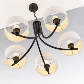 Jupiter 2104 - Lustră pe lanț ARTHUR 5xE27/15W/230V alb/negru/decor marmură