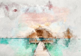Fototapet - Maldive, debarcader din lemn (147x102 cm)