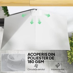 Outsunny Umbrar de Perete Semicircular cu Manivelă, Design Compact pentru Terase și Balcoane, Crem | Aosom Romania