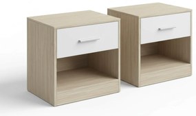 Noptiere NOVERA set 2 buc 39x28 cm, bej/alb.