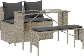 vidaXL Set mobilier de grădină cu perne, 3 piese,gri deschis,poliratan