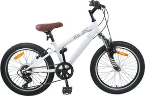 vidaXL Bicicletă Montană 24 Inci 6-Speed pentru 8-12 ani Alb