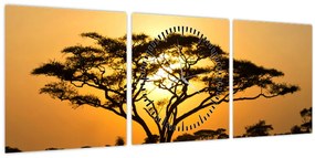 Tablou - Savana africană (cu ceas) (90x30 cm)