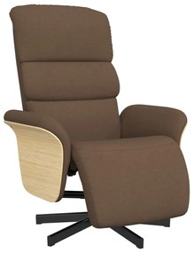 vidaXL Fotoliu rabatabil cu suport de picioare, maro, textil