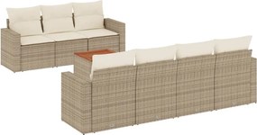 vidaXL Set canapele de grădină, 8 piese, cu perne, bej, poliratan