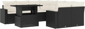 vidaXL Set mobilier de grădină cu perne, 9 piese, negru, poliratan