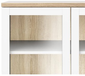 Vitrină albă-în culoare naturală cu aspect de lemn de stejar 89x203x36 cm Roomers – Tvilum
