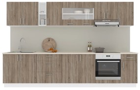Set haaus V28, Stejar Sonoma Inchis/Alb, Blat Thermo 28 mm, L 320 cm