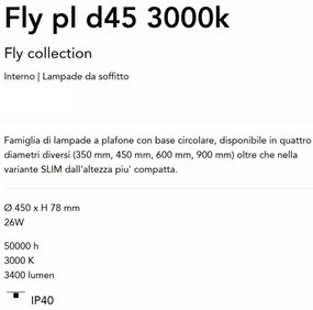 Plafoniera LED moderna Fly pl d45 3000k negru