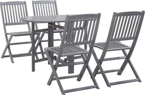 vidaXL Set mobilier de grădină, 5 piese, gri, lemn masiv de acacia