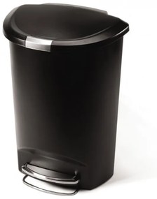 Coș cu pedale semi-rotund 50 l, plastic negru, negru