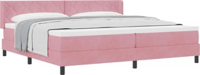 vidaXL Pat cu arcuri cu saltea cu headboard Roz 200 x 200 cm Poliester