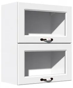 Corp superior vitrina 60 cu 2 usi orizontale Zebra MDF alb drept