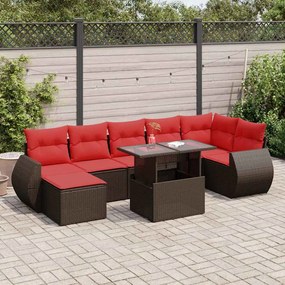 vidaXL Set canapele de grădină cu perne, 8 piese, maro, poliratan