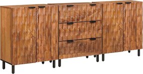 vidaXL Bufet 3 pcs Finisaj Acacia Maro 60 x 33 x 75 cm