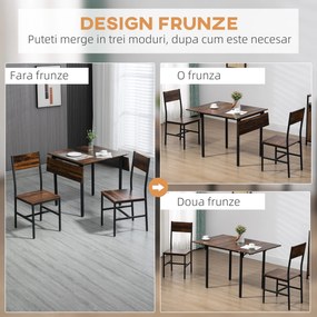 Set de 3 piese HOMCOM, masa cu extensie plianta, 2 scaune | Aosom RO