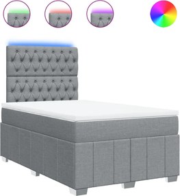 vidaXL Pat box spring cu saltea, gri deschis, 120x190 cm, textil