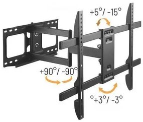 Suport de perete extensibil și reglabil TV Brateck LPA69-463D, negru