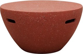 Măsuță de cafea rotundă din oxid de magneziu, roșu, cu corp în formă de bol și mânere decupate, finisaj mat, 35 x 68 cm, „Fusion”