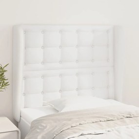 3118029 vidaXL Tăblie de pat cu aripioare, alb, 83x23x118/128 cm, piele eco