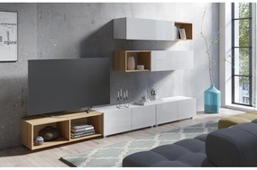 Mobilier living Calabria C25 WHITE (Alb lesklá + Stejar zlatý) (bez osvetlenia). 1051560