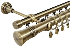 Galerie dubla capri , teava neteda si profil,grosime 25 si 19mm, aur antic (Alege marime: 120 cm)
