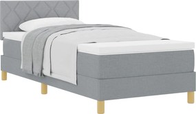 vidaXL Pat cu arcuri cu saltea Gri deschis 100 x 200 cm țesătură