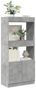 vidaXL Dulap înalt, gri beton, 63x33x140 cm, lemn prelucrat