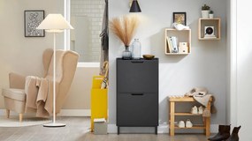 PANN1 - Pantofar 50 cm foarte ingust, 2 compartimente, pantofare, depozitare pantofi, mobilier hol - Negru