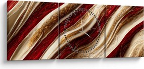 Tablou - Aur - textură albă (cu ceas) (90x30 cm)