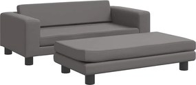 vidaXL Canapea copii cu taburet gri 100x50x30cm piele ecologică