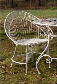 Scaun de exterior, alb, din metal, cu aspect vintage
