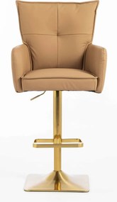 HR250KW Scaun Piele Ecologică Premium Soft Culoare Caramel Bază Aurie