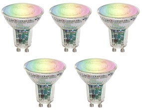 Set de 5 becuri inteligente GU10 50 LED transparente RGBW 4,5W 350 lm 2700-6000K
