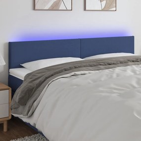 3121360 vidaXL Tăblie de pat cu LED, albastru, 200x5x78/88 cm, textil
