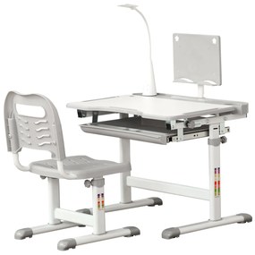 Homcom Set Birou Copii cu LED – Reglabil 6–12 Ani cu Blat inclinat | Aosom Romania