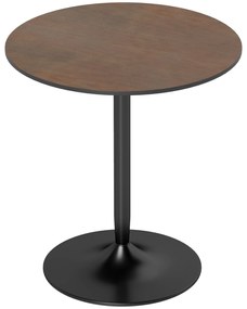 HOMCOM Masă de dining rotundă 70 cm pentru 2 persoane cu blat din placaj de lemn masiv și baza din oțel maro | Aosom Romania