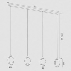 Lustra cu 4 pendule design modern Saturnia auriu