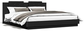 3209906 vidaXL Cadru de pat cu tăblie, negru, 160x200 cm, lemn prelucrat