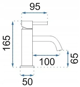 REA-B4527 - Baterie pentru lavoar LUNGO 16,5 cm, auriu periat