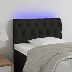 Tablie de pat cu LED, negru, 80x7x78 88 cm, textil 1, Negru, 80 x 7 x 78 88 cm